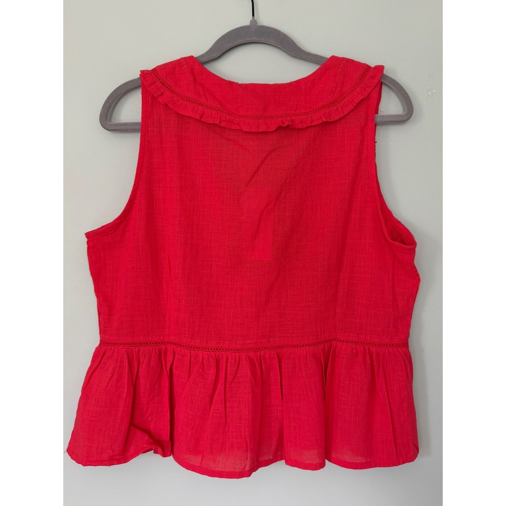 Jennifer & Grace Cotton Embroidered Peter Pan Collar Sleevless Blouse Top Mediun - Picture 6 of 6